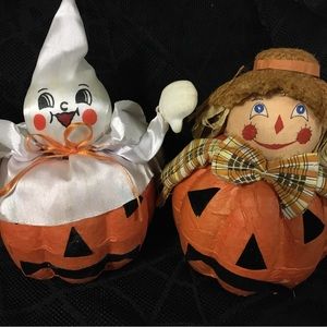 Vintage 1992 ABC Distributing Halloween Friends Pumpkin Ghost Bat and Scarecrow